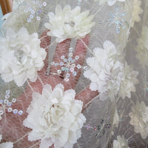 Curtain Call Ivory Ballet Tutu Silver Sequins Flowers Size Child XL - Picture 5 of 9